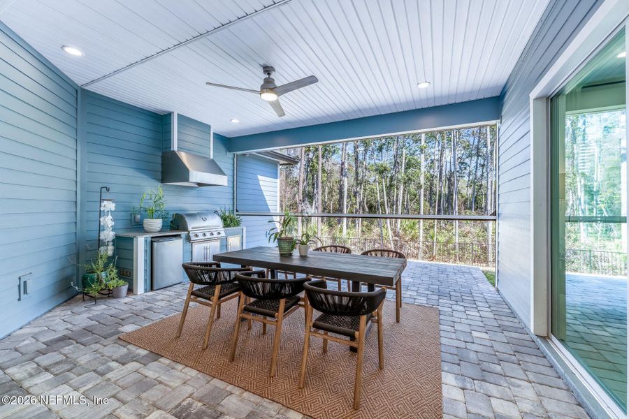 Exterior details and patio area of a home in Palm Crest at Seabrook, Ponte Vedra (Image 23). Exterior details and patio area of a home in Palm Crest at Seabrook, Ponte Vedra (Image 23).