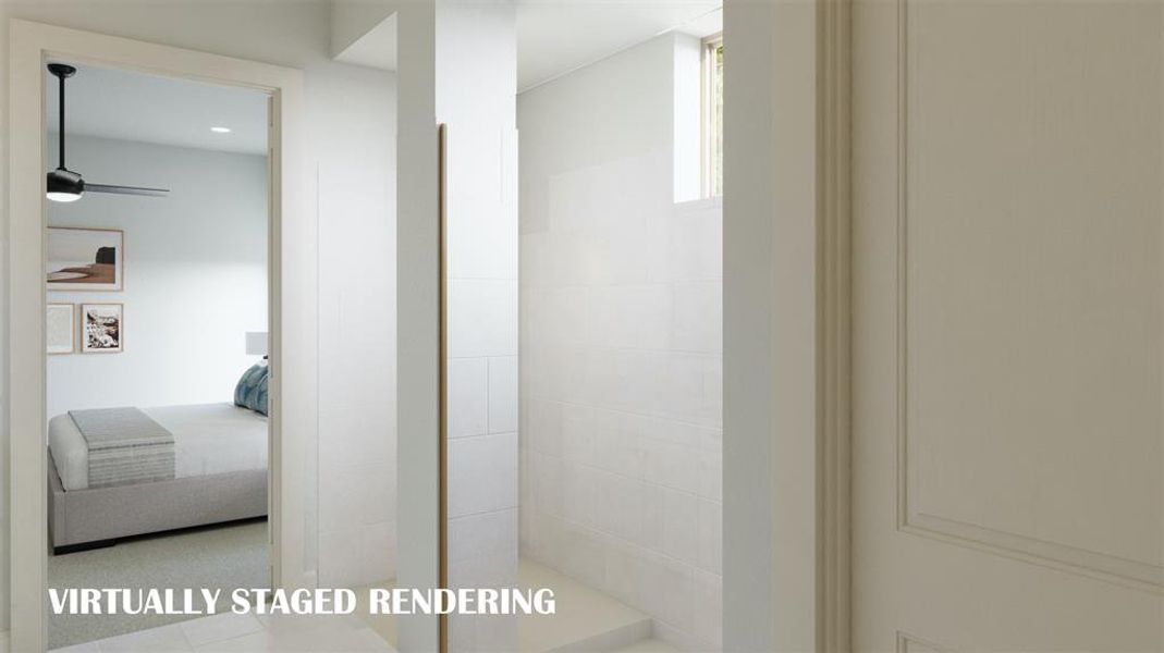 Your new owners bath offers this fantastic, oversized walk in shower.  VIRTUALLY STAGED RENDERING