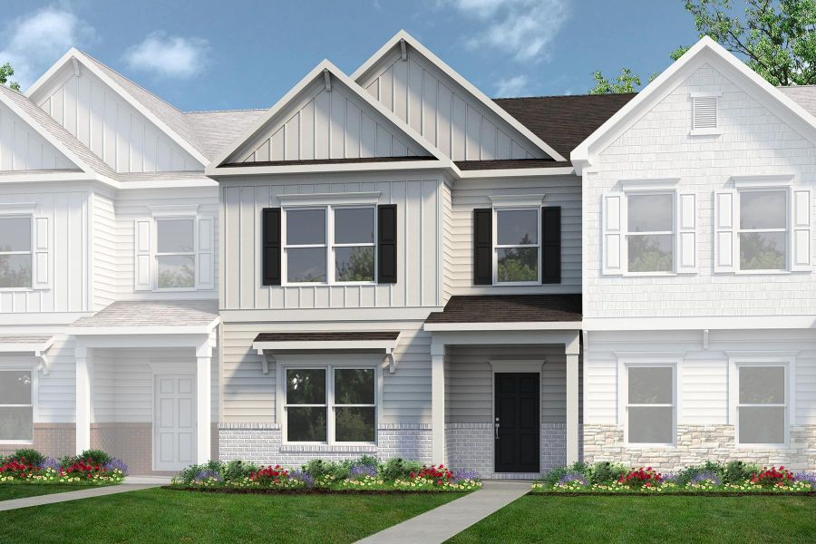 Front exterior of a new home in Wilson Meadows, Clarksville, TN, highlighting curb appeal (Image 1). Front exterior of a new home in Wilson Meadows, Clarksville, TN, highlighting curb appeal (Image 1).