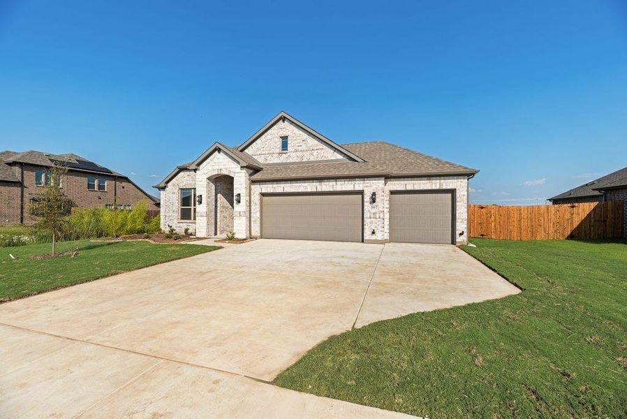 Front exterior of a new home in , Pilot Point, TX, highlighting curb appeal (Image 20).