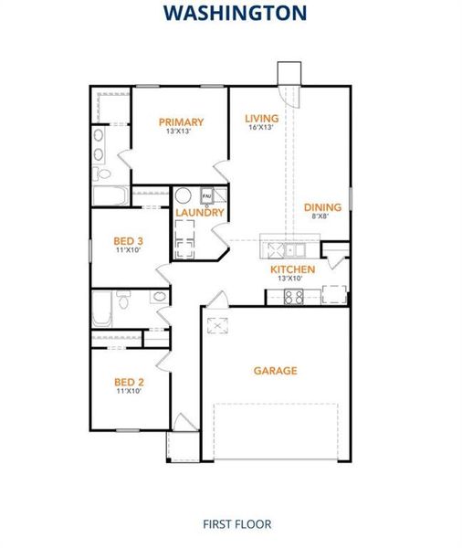 2D floor plan layout of this home in Courtland Place, Cleburne, TX (Image 4).