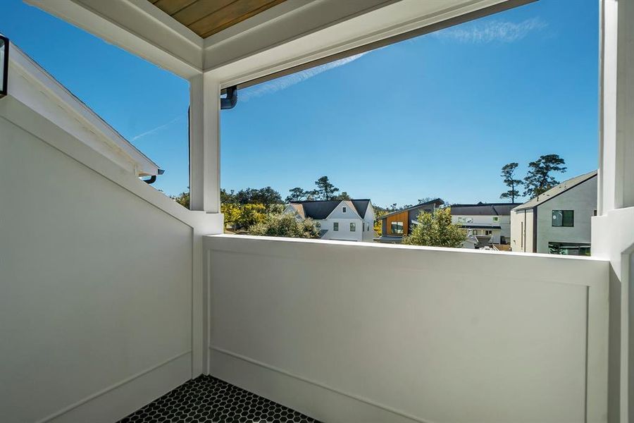 The Balcony faces the front of the home.