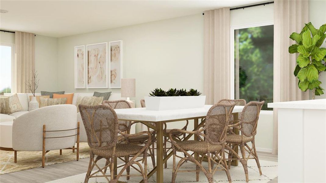 Dining area featuring light wood-type flooring