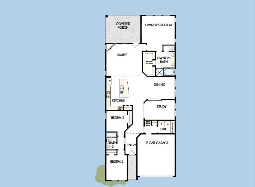 2D floor plan layout for the The Columbus by David Weekley Homes in Landmark, Denton, TX (Image 5).