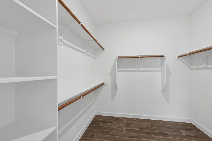 Walk-in closet in the primary suite