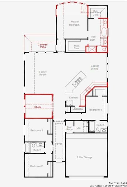 2D floor plan layout of this home in Nopal Valley, San Antonio, TX (Image 3).