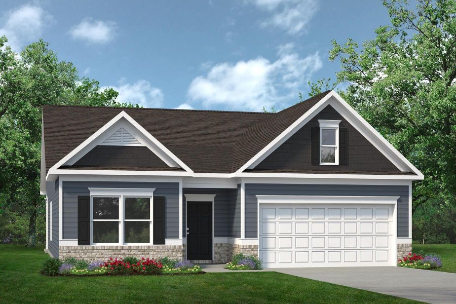 Front exterior of a new home in Jackson Hills, Clarksville, TN, highlighting curb appeal (Image 1).