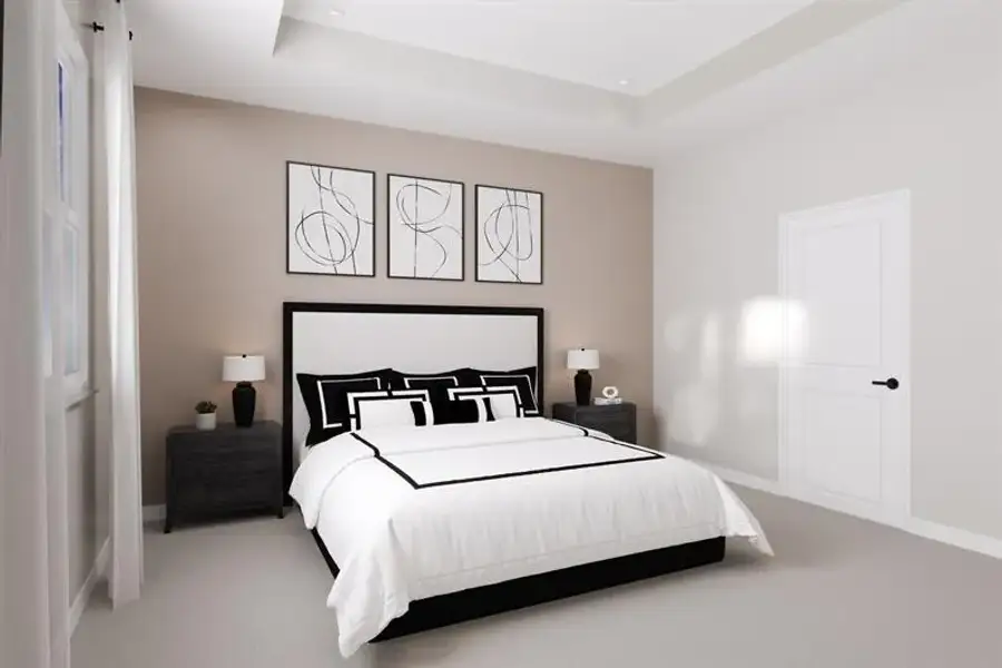 Representative furnished interior of a home built from the Emerson Quick Move-In by Ryan Homes in Lakes at Riverbend, Navassa (Image 9).