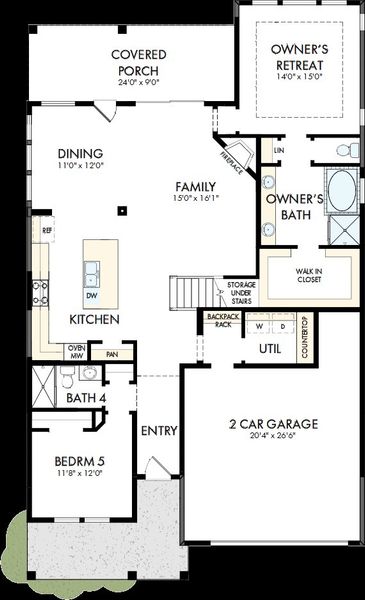 2D floor plan layout of this home in Mustang Lakes, Celina, TX (Image 2).