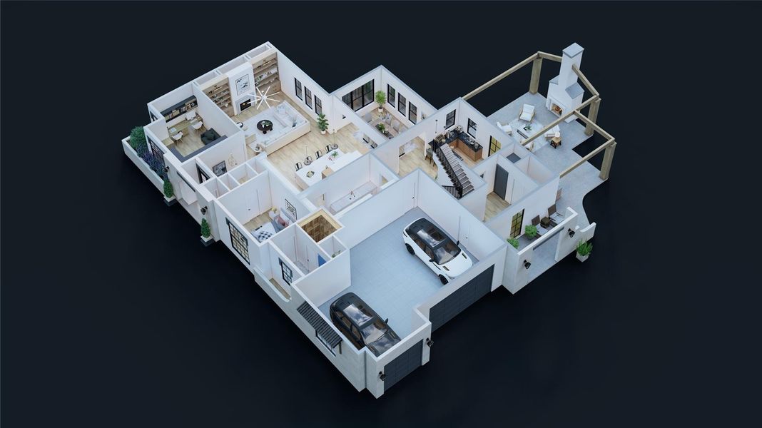 First Floor. These are Pre-Build Renderings, the home will vary from this photo.