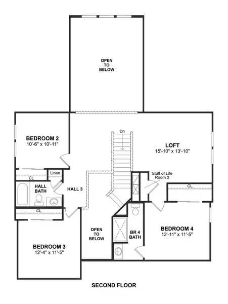 2D floor plan layout for the Omaha by K. Hovnanian® Homes in Grand Magnolia, Magnolia, TX (Image 4). 2D floor plan layout for the Omaha by K. Hovnanian® Homes in Grand Magnolia, Magnolia, TX (Image 4).