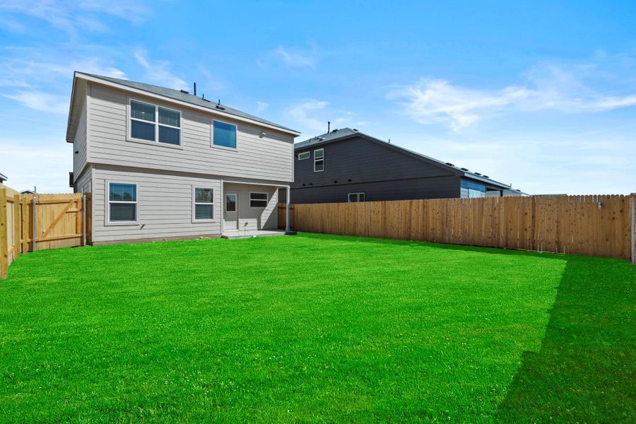 Exterior details and patio area of a home in Sunset Oaks: Ridgepointe Collection, Maxwell (Image 3). Exterior details and patio area of a home in Sunset Oaks: Ridgepointe Collection, Maxwell (Image 3).