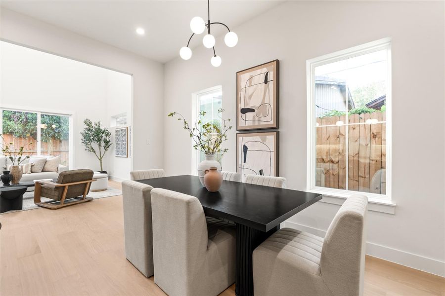 Dining room is large enough to seat 6 comfortably. Dining room is large enough to seat 6 comfortably.