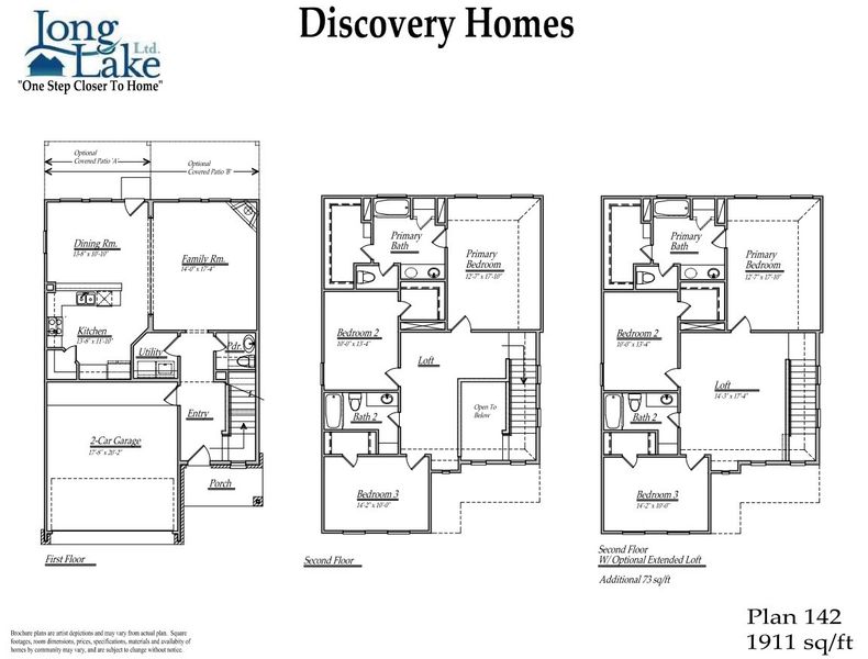 2D floor plan layout for the 142 by Long Lake Ltd. in Brentwood Farms, Rosenberg, TX (Image 3).