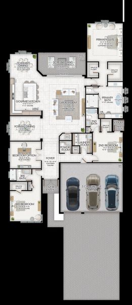 2D floor plan layout for the Julia by GL Homes in Valencia Del Mar (55+), Boynton Beach, FL (Image 4).