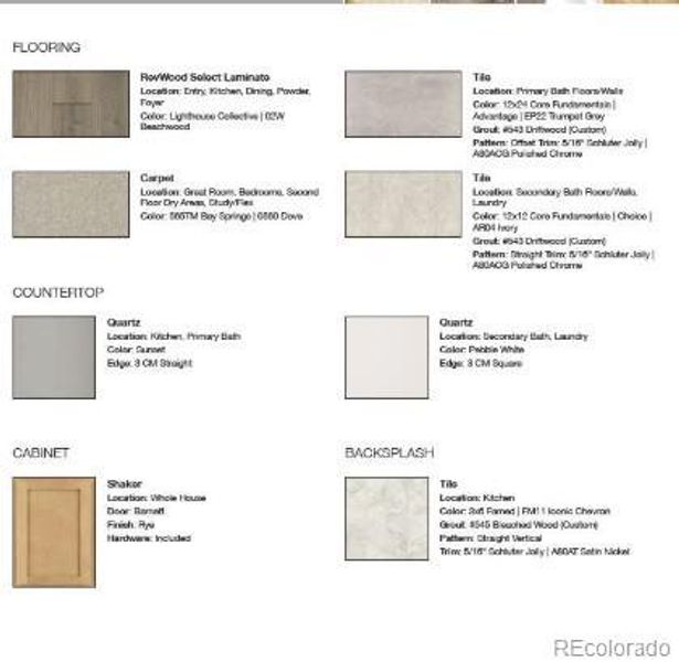 Design Selections. Home is currently under construction, selections subject to change.