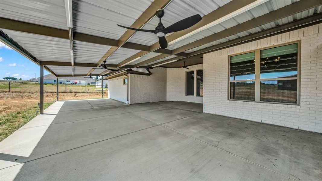 Extended Covered Rear Patio with ceiling fans