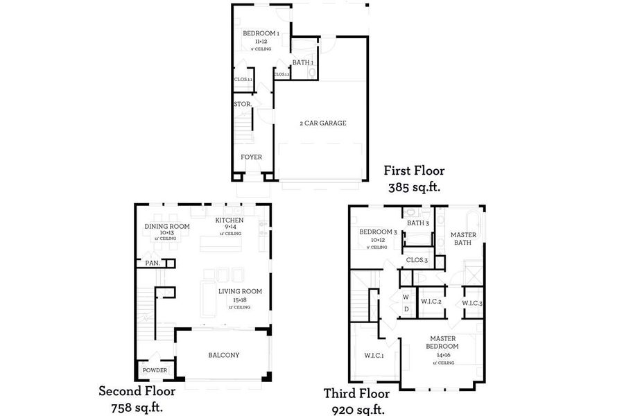 2D floor plan layout of this home in Commerce Row, Houston, TX (Image 2).