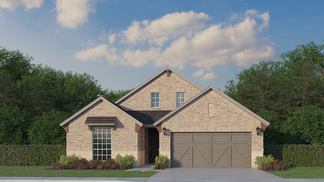 Plan 1530 Elevation B with Stone by American Legend Homes