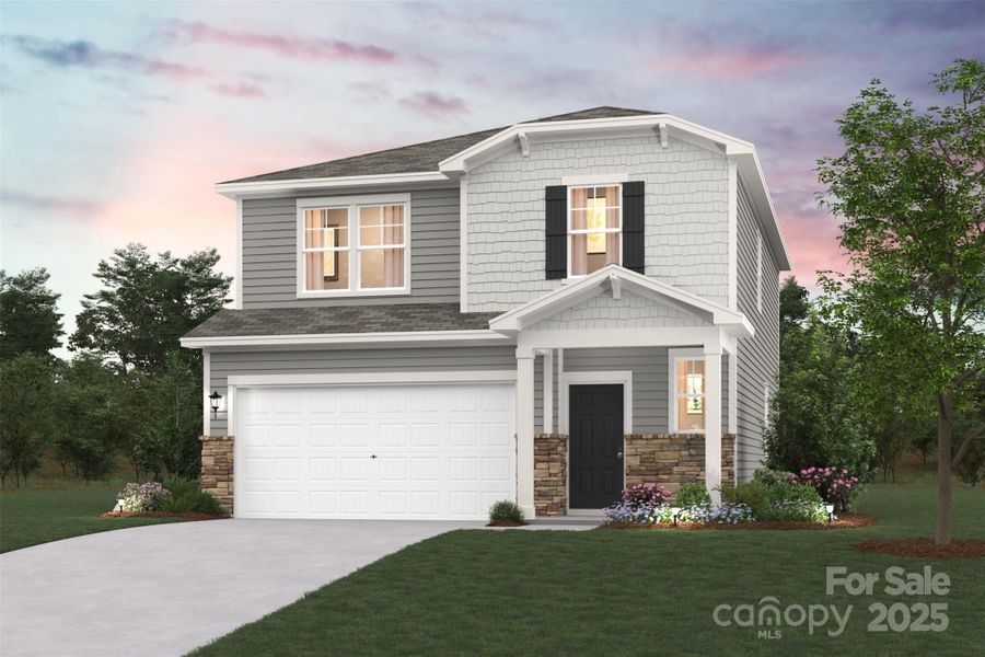 Front exterior of a new home in The Meadows at Asbury Ridge, York, SC, highlighting curb appeal (Image 1).