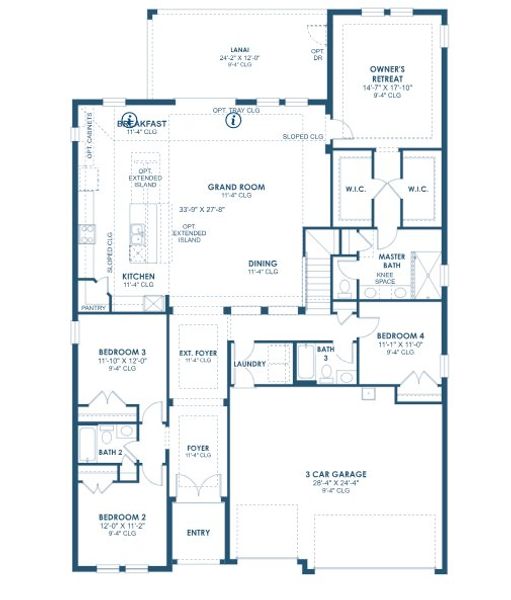 2D floor plan layout for the Bayshore II by Homes by WestBay in Pasadena Ridge, Pasadena Hills, FL (Image 3).