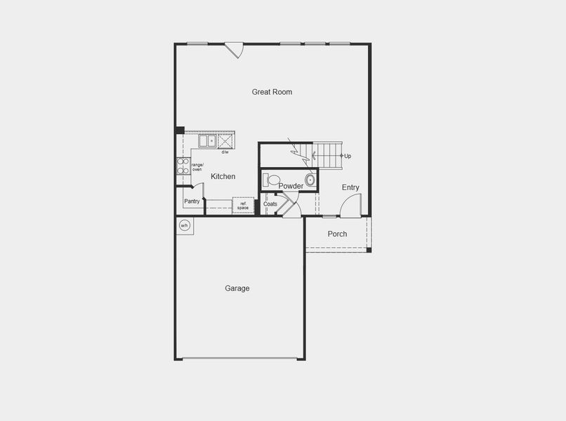 2D floor plan layout for the 1772 by KB Home in Sunset Oaks, Maxwell, TX (Image 3).