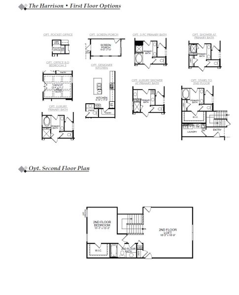 2D floor plan layout for the Harrison by Eastwood Homes in Waterford Commons, Rock Hill, SC (Image 4).