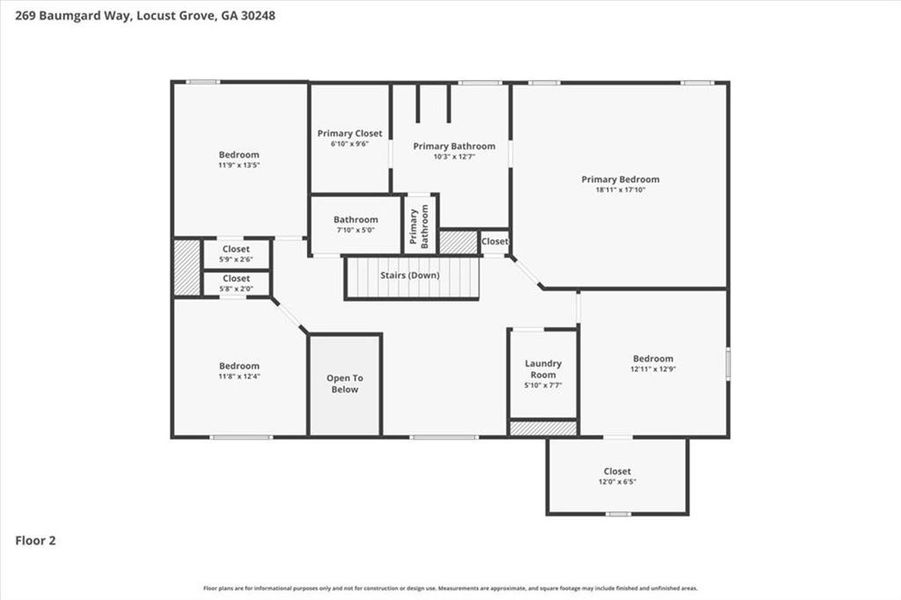 2D floor plan layout of this home in Nine Oaks, Locust Grove, GA (Image 6).