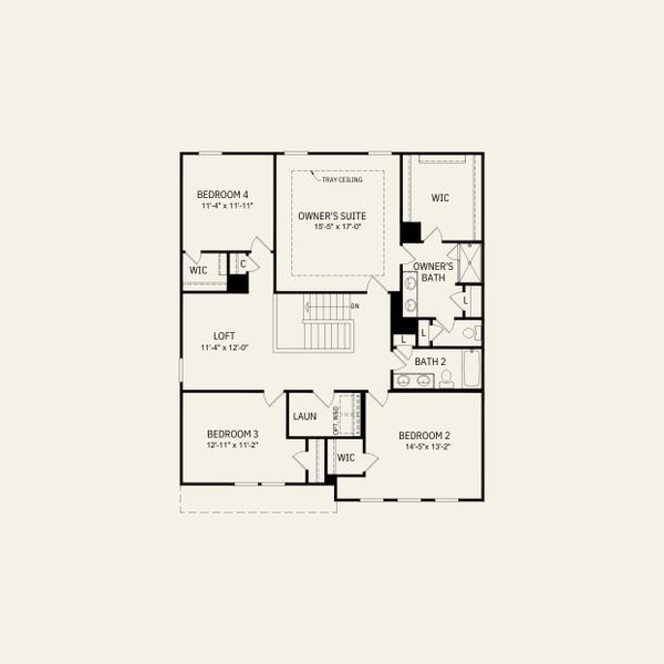 2D floor plan layout for the Marshall by Pulte Homes in Michaux Gardens, Belmont, NC (Image 6).