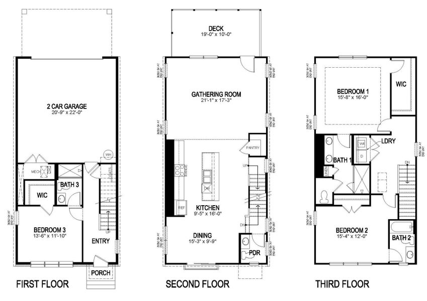 2D floor plan layout for the Asbury by D.R. Horton in Overlook at Peachtree Corners, Peachtree Corners, GA (Image 4).