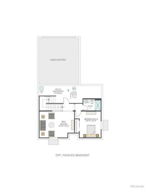 2D floor plan layout of this home in Crescendo at The Aurora Highlands, Aurora, CO (Image 4).