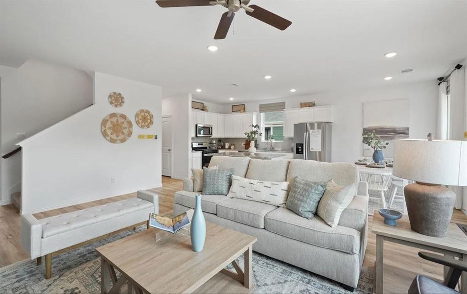 Copperwood example view from family room to kitchen