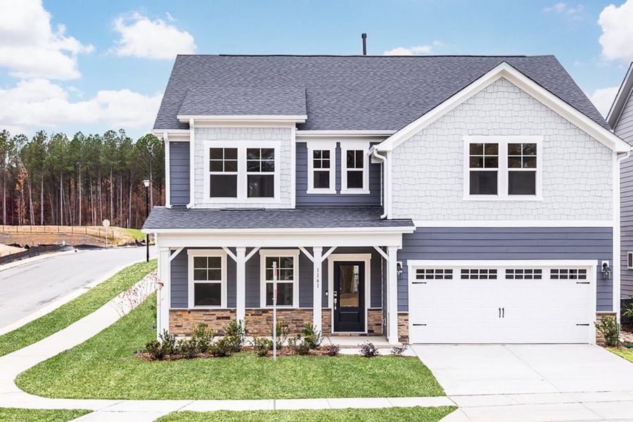 Representative exterior photo of a completed home built from the Bedford by Taylor Morrison in Radford Glen, Wake Forest, NC (Image 1).