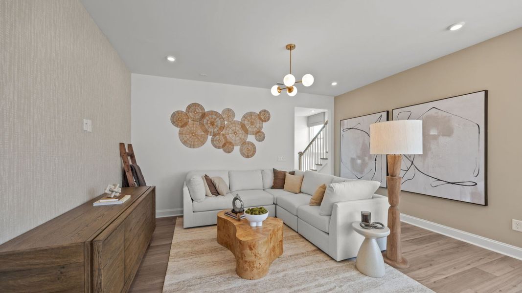 The Rochester Plan by DRB homes living area in Charlotte, NC.