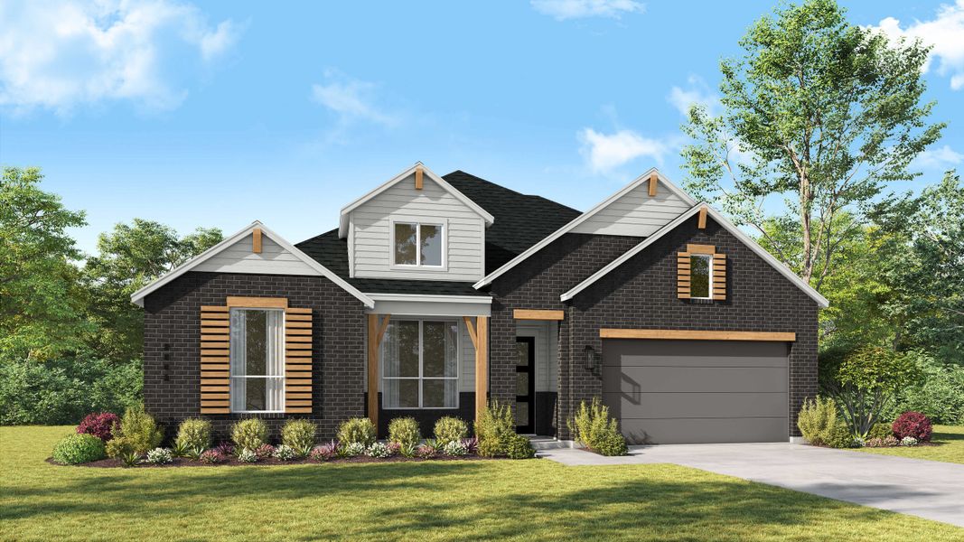 Representative exterior photo of a completed home built from the Ramsey Plan by Highland Homes in The Ranches at Creekside, Boerne, TX (Image 2).