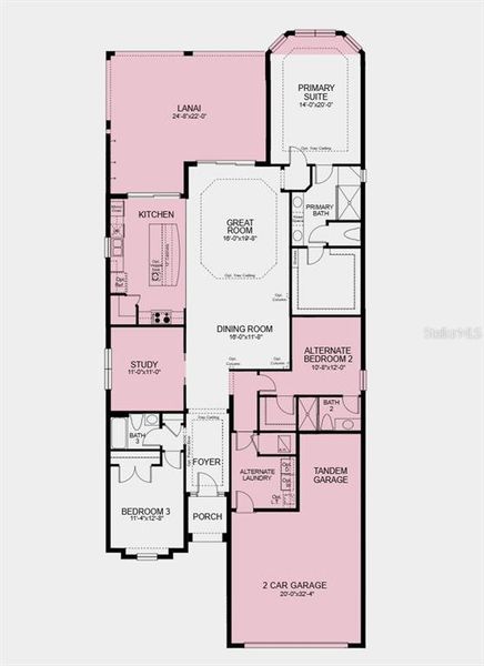 2D floor plan layout of this home in Esplanade at Skye Ranch, Sarasota, FL (Image 2).