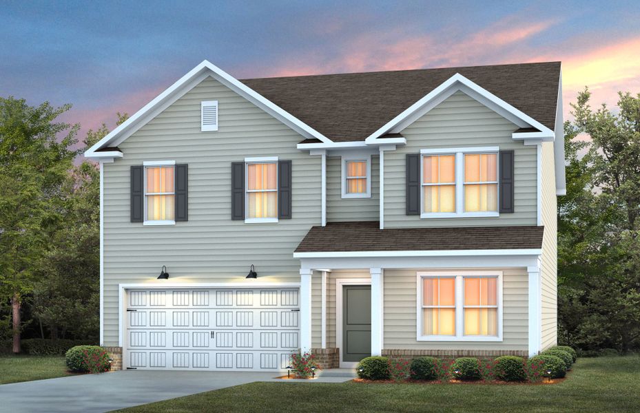 Front exterior of a new home in Wimberly, Willow Spring, NC, highlighting curb appeal (Image 21). Front exterior of a new home in Wimberly, Willow Spring, NC, highlighting curb appeal (Image 21).