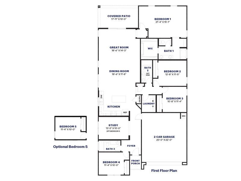 2D floor plan layout for the Blackstone by D.R. Horton in Anthem at Merrill Ranch, Florence, AZ (Image 3). 2D floor plan layout for the Blackstone by D.R. Horton in Anthem at Merrill Ranch, Florence, AZ (Image 3).