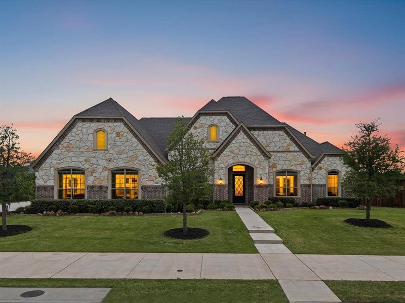 Front exterior of a new home in Gean Estates, Keller, TX, highlighting curb appeal (Image 24).