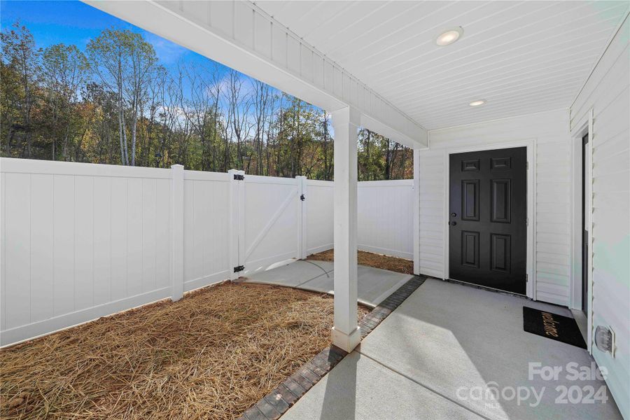 View of 6 foot privacy fence & private Patio.