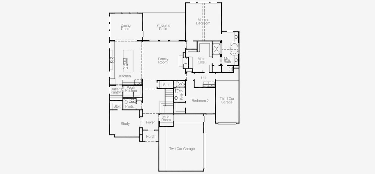 2D floor plan layout for the Huxley by Coventry Homes in Lariat, Liberty Hill, TX (Image 3).