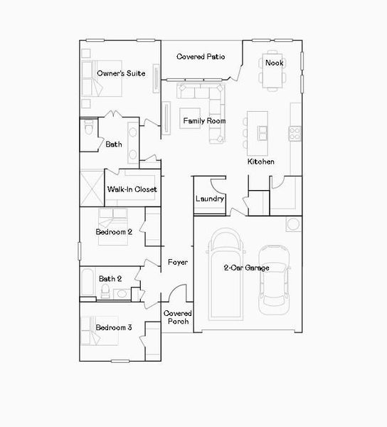 2D floor plan layout of this home in Monarch Landing, Needville, TX (Image 3).