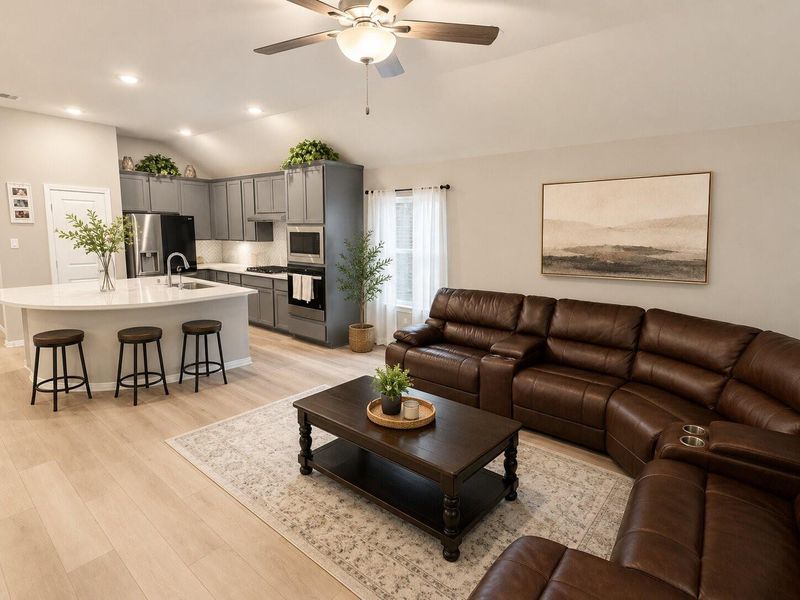 Furnished interior view inside a new home in Dunham Pointe, Cypress (Image 10). Furnished interior view inside a new home in Dunham Pointe, Cypress (Image 10).