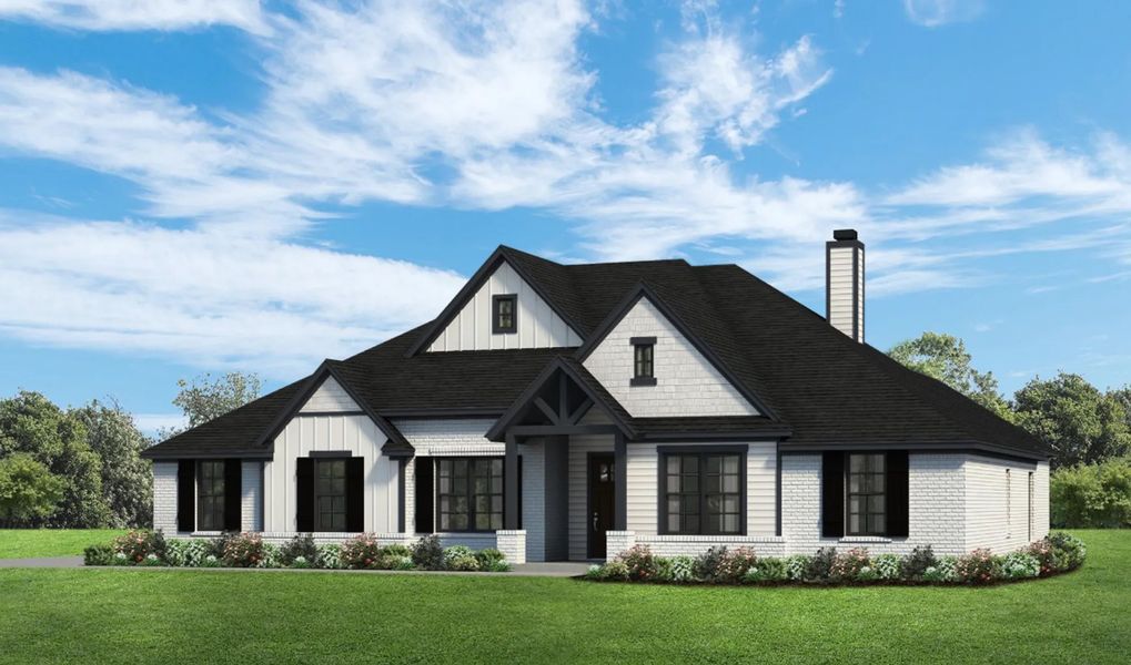 Representative exterior photo of a completed home built from the The Finley by Elmwood Custom Homes in Matthews Farm, Venus, TX (Image 11). Representative exterior photo of a completed home built from the The Finley by Elmwood Custom Homes in Matthews Farm, Venus, TX (Image 11).