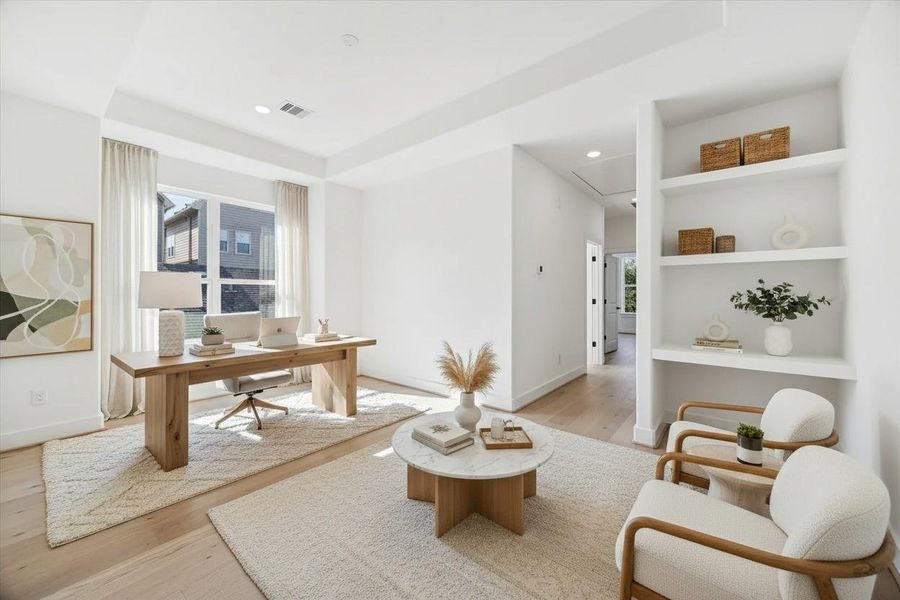 Dedicated workspace ideal for remote work or study. Dedicated workspace ideal for remote work or study.