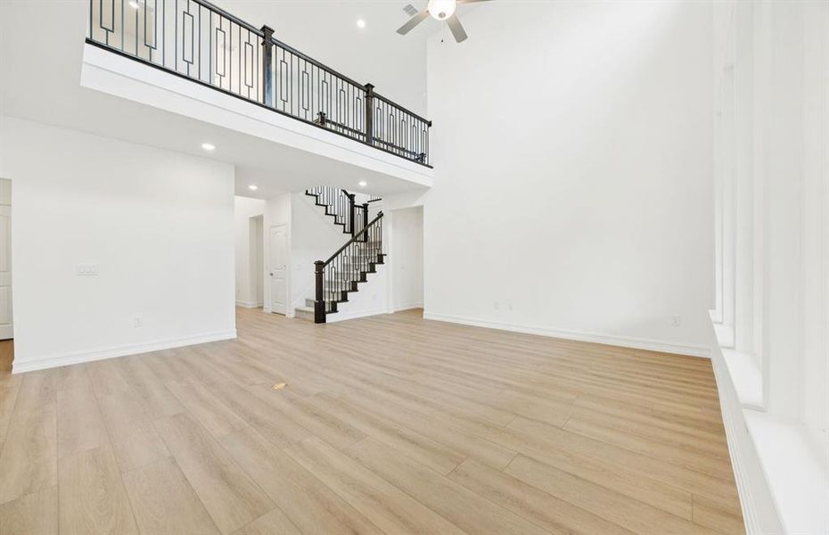 Spacious gathering room with large windows