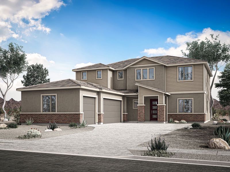 Representative exterior photo of a completed home built from the Mahogany by Mattamy Homes in Landmarke, Queen Creek, AZ (Image 23).
