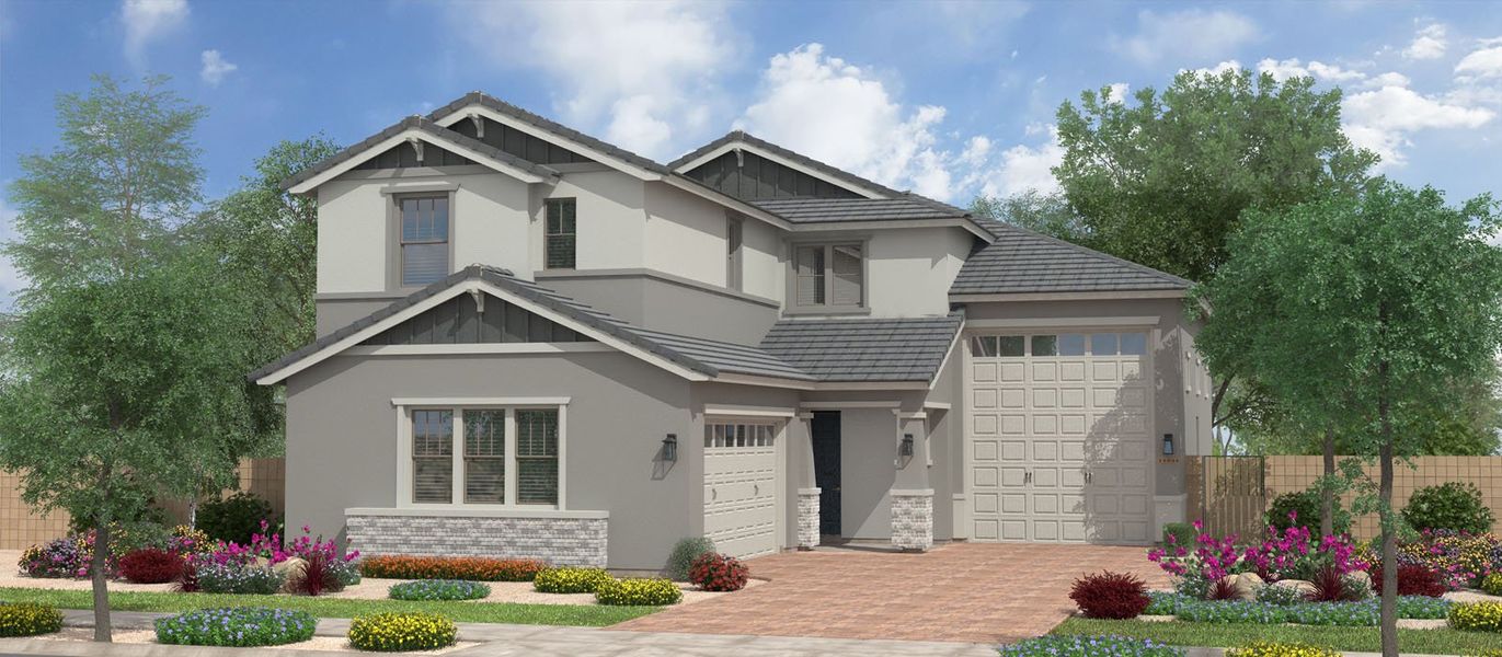 Representative exterior photo of a completed home built from the Westport by Fulton Homes in North Shore, Queen Creek, AZ (Image 7).