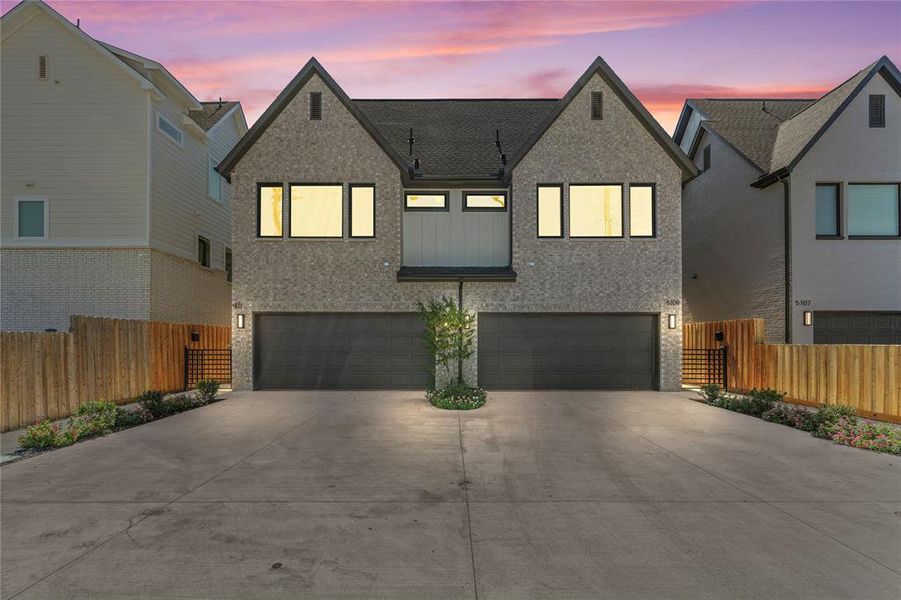 View of front facade with brick siding, an attached garage, concrete driveway, and a shingled roof View of front facade with brick siding, an attached garage, concrete driveway, and a shingled roof