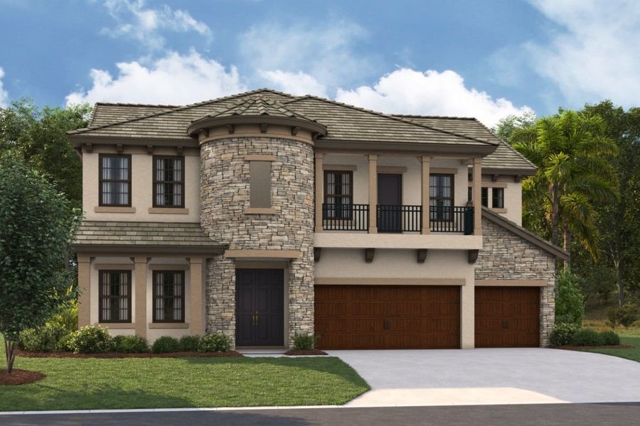 Representative exterior photo of a completed home built from the Granada II by Homes by WestBay in Crestwood Estates, Valrico, FL (Image 26).